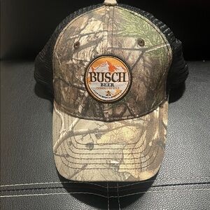 Busch beer Camo and Black Trucker Hat